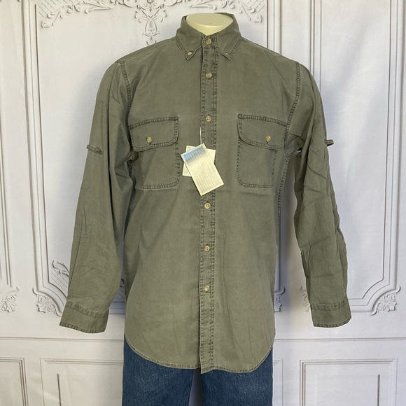 Clearwater Outfitters Mens Olive Khaki Green Long Sleeve Outdoorsman Top Medium - Picture 3 of 9